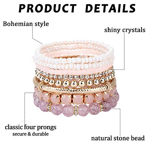 4 Sets Multilayer Stackable BOHO Bracelets for Women