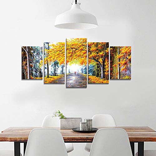 Modern Autumn Love Picture by Oil Paintings for Home Decor 5 Panels Framed