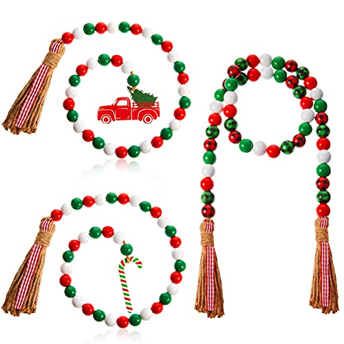 3 Pieces Christmas Wood Beads Decoration