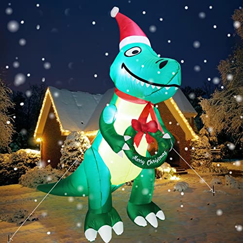 10 Ft  Christmas Inflatables Dinosaur w/ LEDs