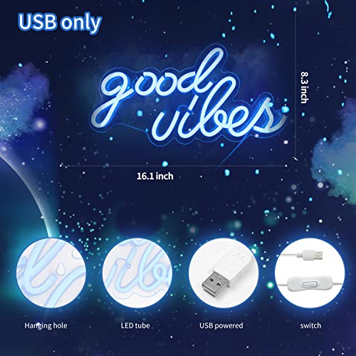 Good Vibes Neon Signs for Wall Decor Powered by USB