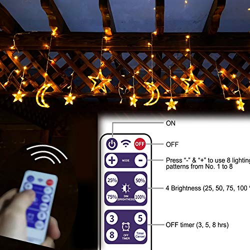 Star Solar Lights 138LED  Christmas Curtain Lights Decoration