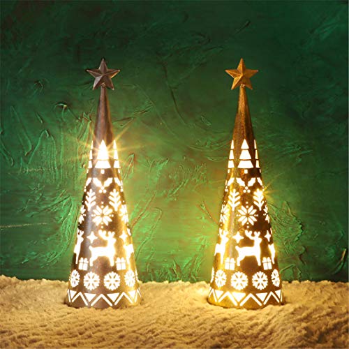 11.6 Inch Lighted Star Cone Tree for Christmas Decorations