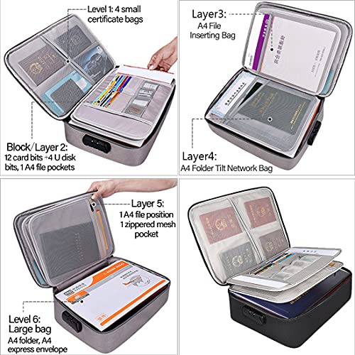 Document Organizer w/ Safe Code Lock & Storage Pouch