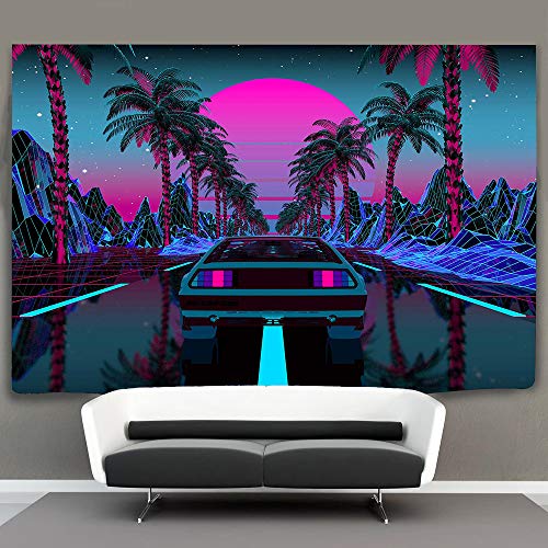 Urban Street Scene -Cars Palm Trees Sunset Tapestry