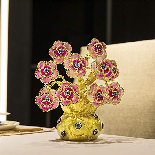 Turkish Evil Eye Flowers Tree / Golden Lucky Bag Ornament Decoration for Good Luck/Wealth