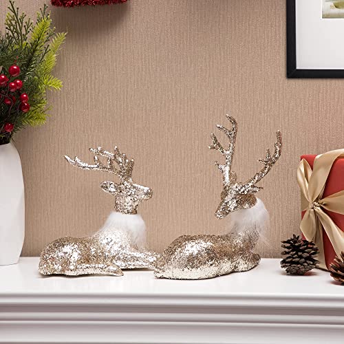 Lying Reindeer Figurines for Christmas Decoration