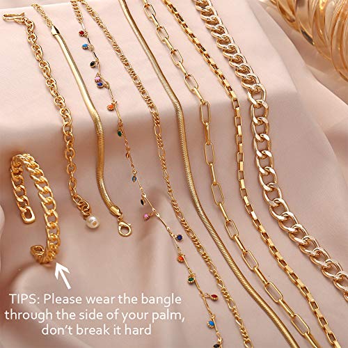 Gold Chain Necklace & Bracelet Sets for Women