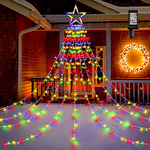 317 LEDs Lights w/ 9 Strands 11.9ft Waterfall Christmas Tree Lights