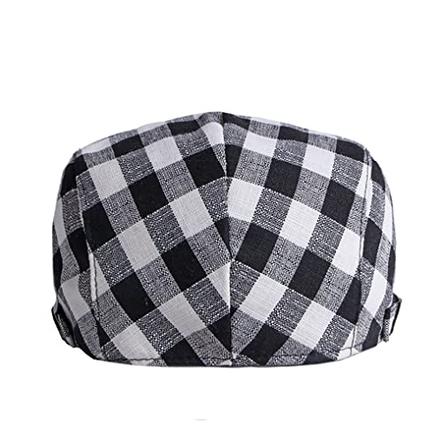 Men Adjustable Colorful Striped Plaid Ivy Newsboy Cabbie Gatsby Cotton Caps