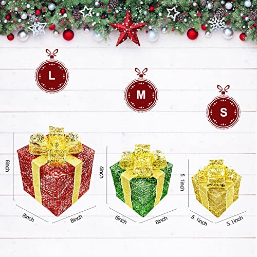 3pcs Lighted Gift Boxes Christmas Decorations