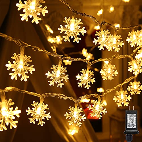 Christmas Snowflake String Lights, 49 ft 100 LED Connectable (Warm Whi -  DANNY'S HOME GOODS