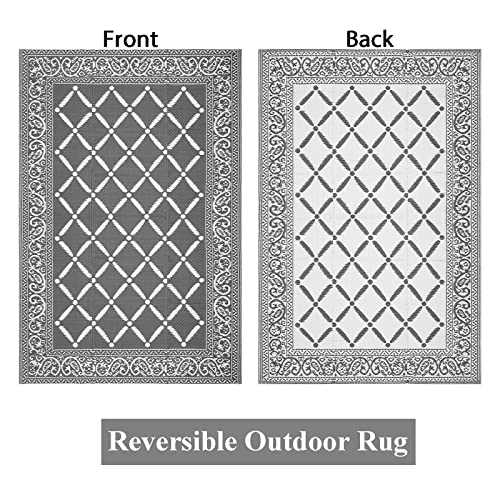 Large Reversible Mat Plastic Outdoor Area Rugs-Grey