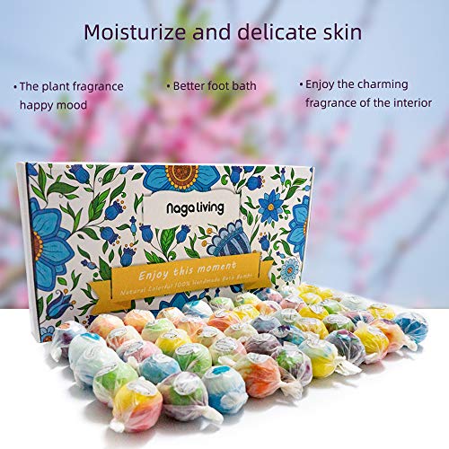 Organic Bath Bombs Gift Set, 50 Handmade Bulk Bath Bombs Wonderful Fizz Effect Bath Gift