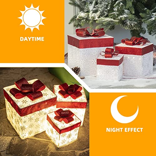 Christmas Lighted Gift Boxes, Set of 3