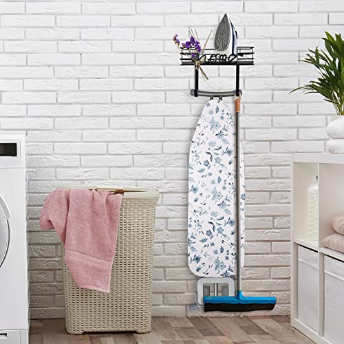 Meat Wall Mount Ironing Board Hanger w/ Removable Hooks