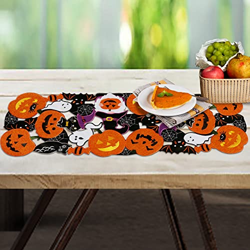 Embroidered Black Round Placemats 15 Inches, Thanksgiving Fall Pumpkins Table Decorations