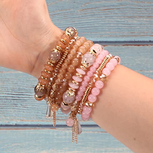 6 Set Bohemian Stretch Bracelets for Women