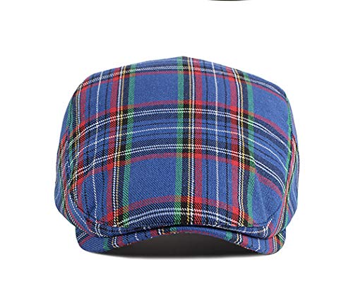 Men Adjustable Colorful Striped Plaid Ivy Newsboy Cabbie Gatsby Cotton Caps