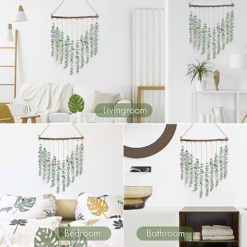 Bathroom Decor Artificial Eucalyptus Hanging Wall Decor - 22.7'' Fake Eucalyptus Greenery Leaves Stems Wall