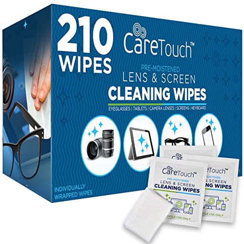 210 Pre-Moistened & Individually Wrapped Lens Cleaning Wipes for Eyeglasses, Tablets, Camera Lenses, Screens, Keyboards