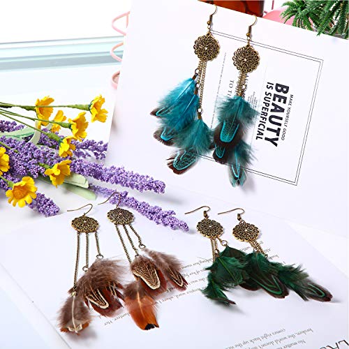 6 Pairs Women Faux Feather Earrings