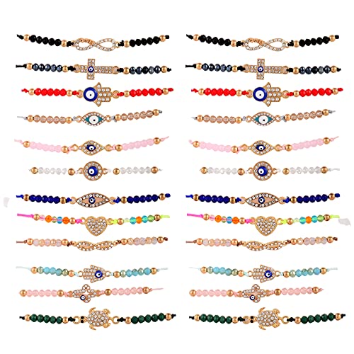 Colorful Evil Eye Bracelets Adjustable String knot Buckle Cross