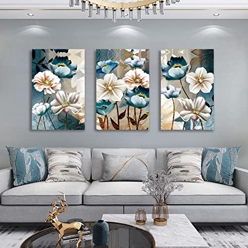 3 Piece Lotus Flower Canvas Wall Art for Home Decoration