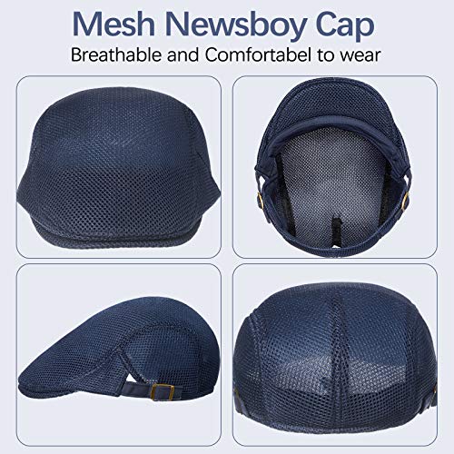 3 Pieces Mesh Newsboy Beret Cap- Breathable & Adjustable