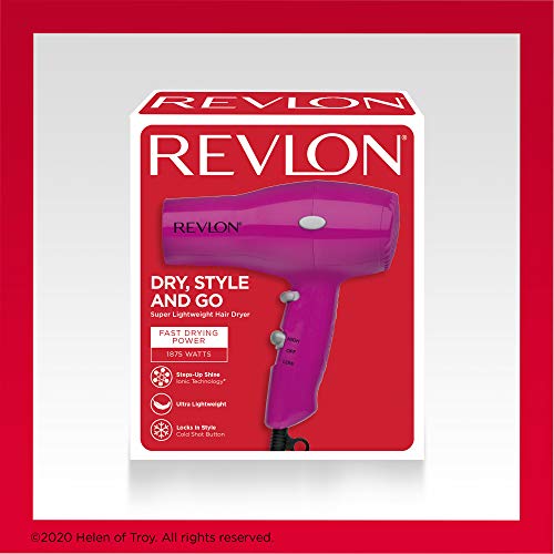 REVLON 1875W Lightweight + Compact Travel Hair Dryer, Black