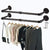 36’'L Industrial Pipe Clothes Rack w/ 3 S-Shaped Hooks