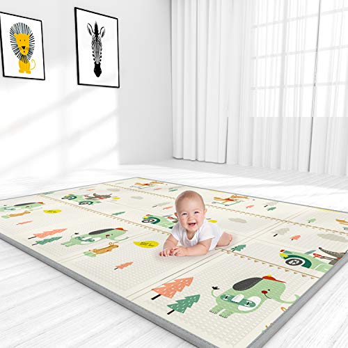 Double Sided Large Folding Portable Baby Crawling Mat, Waterproof Non Toxic