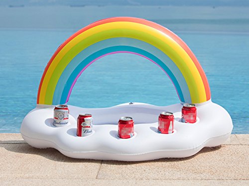 Inflatable Rainbow Cloud Drink Holder for Pool Float Party