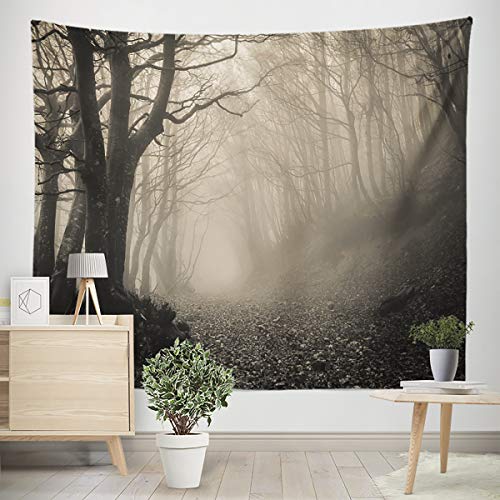 Horror Haunted Forest Tapestry Thick Mysterious Fog Gothic