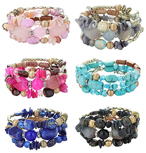 6Sets Bohemian Bead Bracelets for Women Multilayer