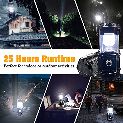 4 Packs Collapsible Solar Portable LED Camping Lantern Waterproof Solar USB Rechargeable