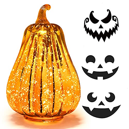 Halloween / Thanksgiving Decoration Mercury Glass  Pumpkin w/ Light