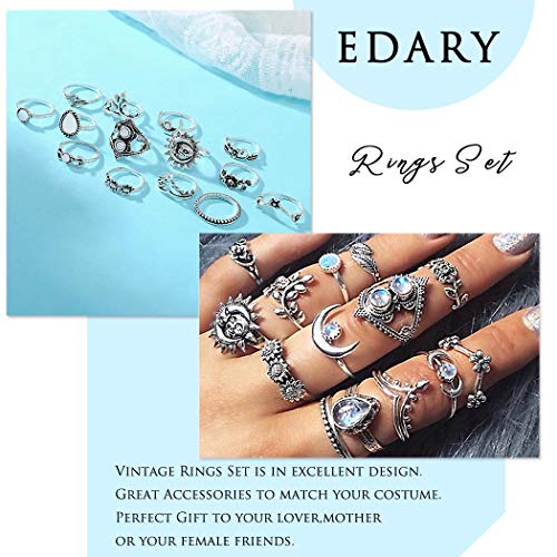 Vintage Ring Set Carved Knuckle Crystal Rings Set Gold Stackable Midi Rings Finger Jewelry for Women