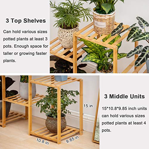 Bamboo 6 Tier Plant Stand Rack Multiple Flower Pot Holder