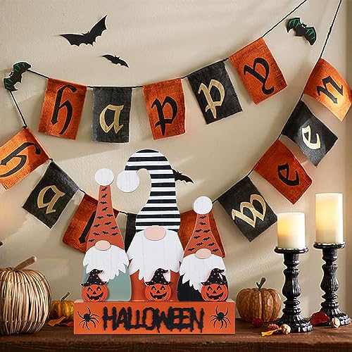 Halloween Decorations Indoor, Large Decorative HALLOWEEN Wood Sign with Ghosts and Spooky Cat