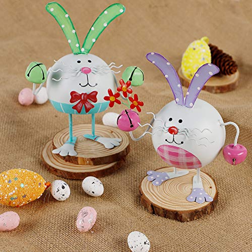 Set of 2 Metal Easter Bunny Tabletop Decoration, 6.7 Inches