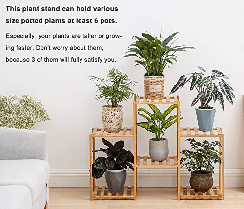 Bamboo 6 Tier Plant Stand Rack Multiple Flower Pot Holder