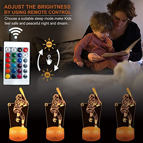 Basketball/Baseball Night Lights 16 Colors Change w/ Remote Control Optical Illusion Bedside Lamps