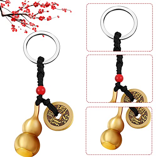 3 Pieces Feng Shui Money Frog Knot Lucky Coins Feng Shui Brass Wu Lou Coin Keychain