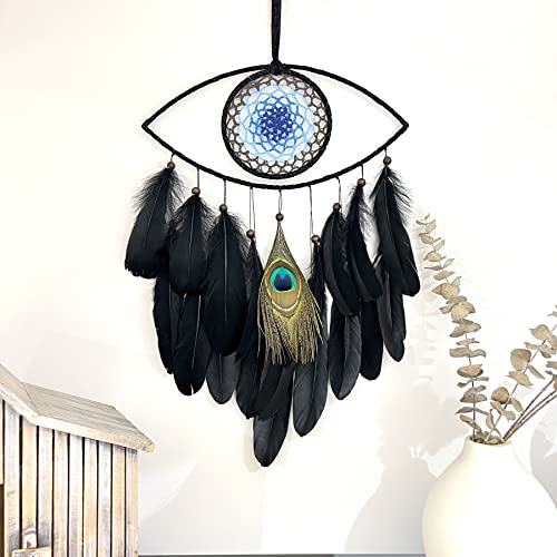 Evil Eye Dream Catchers, Black Dream Catchers for Bedroom Perfect Handmade Hanging Ornament Wall