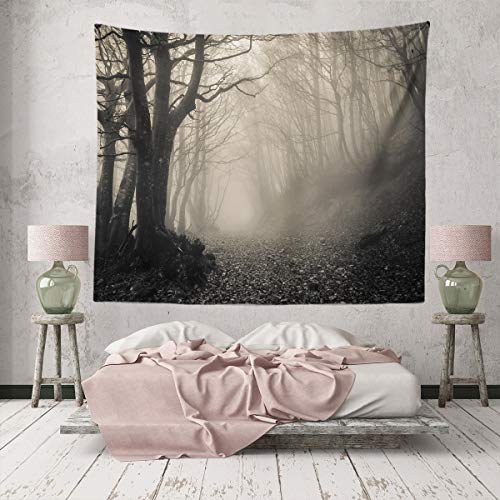 Horror Haunted Forest Tapestry Thick Mysterious Fog Gothic