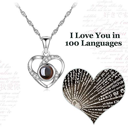 Valentines Day Gifts Preserved Real Rose w/ Heart Love You 925 Sterling Silver Necklace