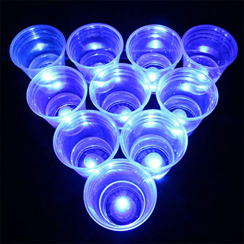 LED Glow-in-The-Dark Beer Pong Party Cup Set, Beer Pong Cups and Balls 22 Set