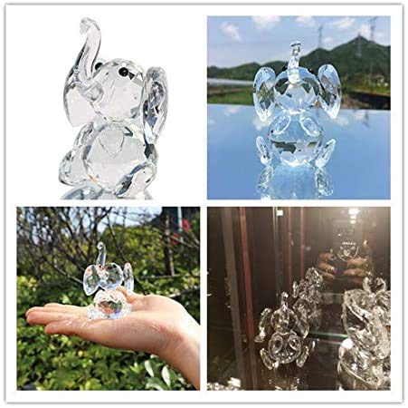 Cute Crystal Elephant Figurine Collection Cut Glass Ornament Statue Animal Collectible