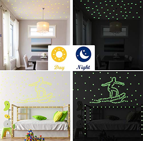 100 Pcs Glow in The Dark Luminous Stars Fluorescent Noctilucent Plastic Wall Stickers